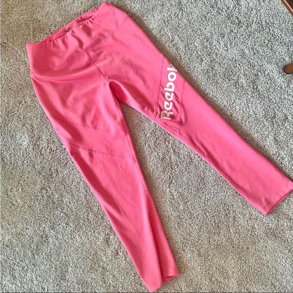 Reebok - Women's (L) Pink Big Logo Athletic Leggings
